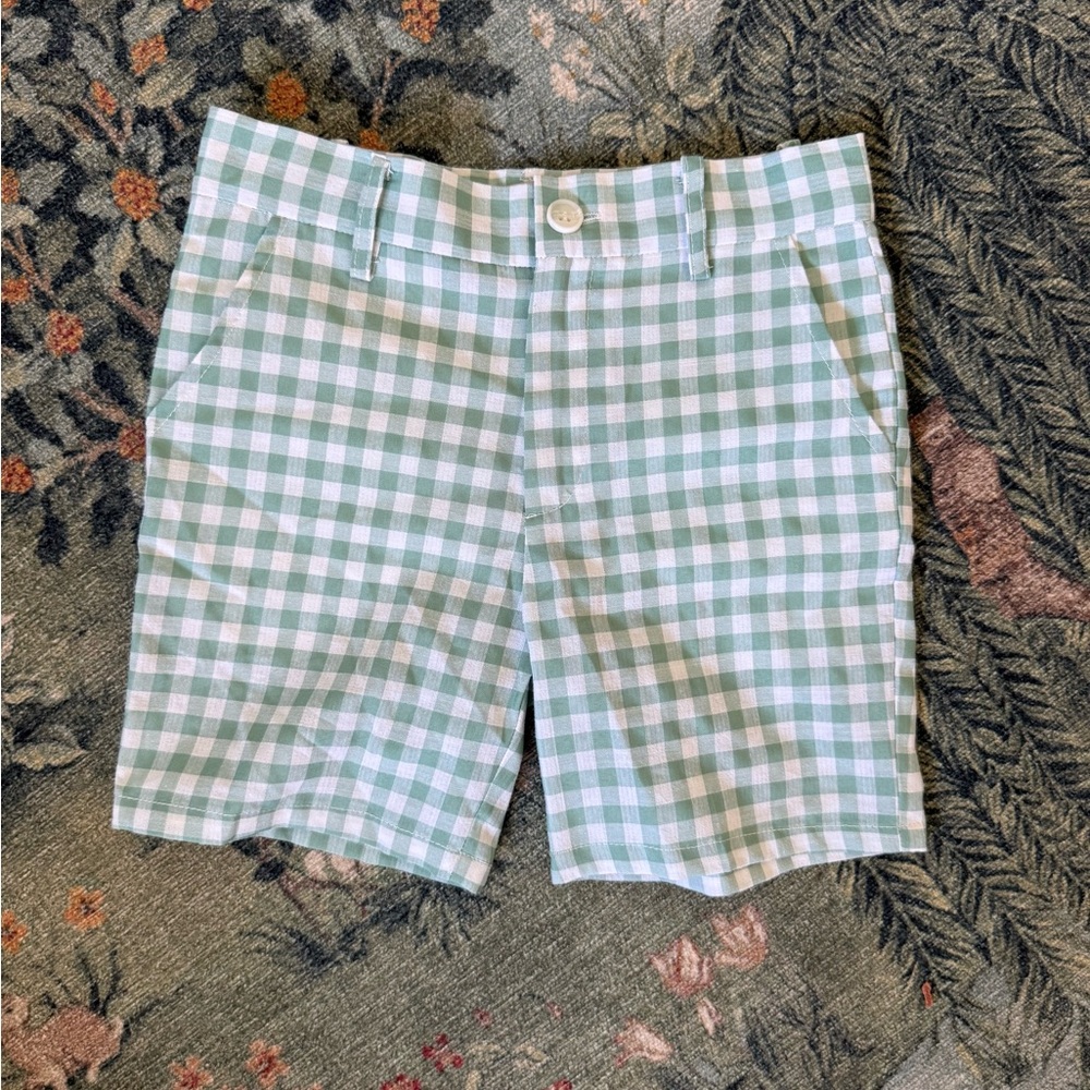 Ivory Ella Mint and White Checkered Shorts